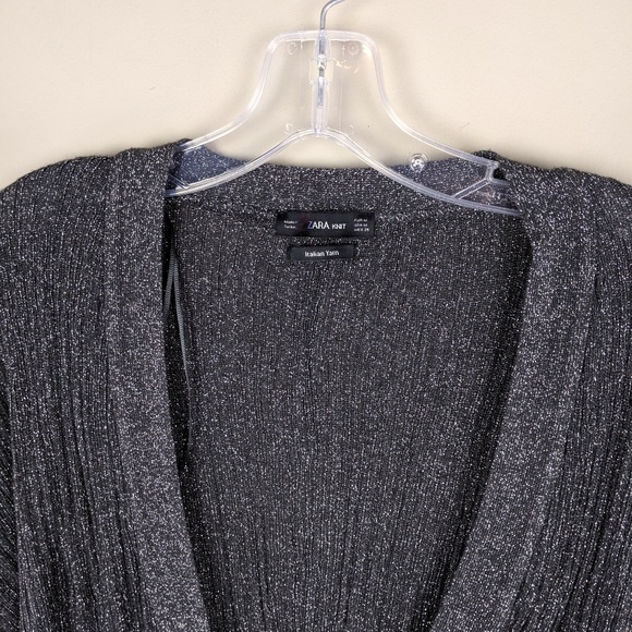 Zara | Gray Sparkly Italian Yarn Cardigan - H11 - Picture 3 of 4